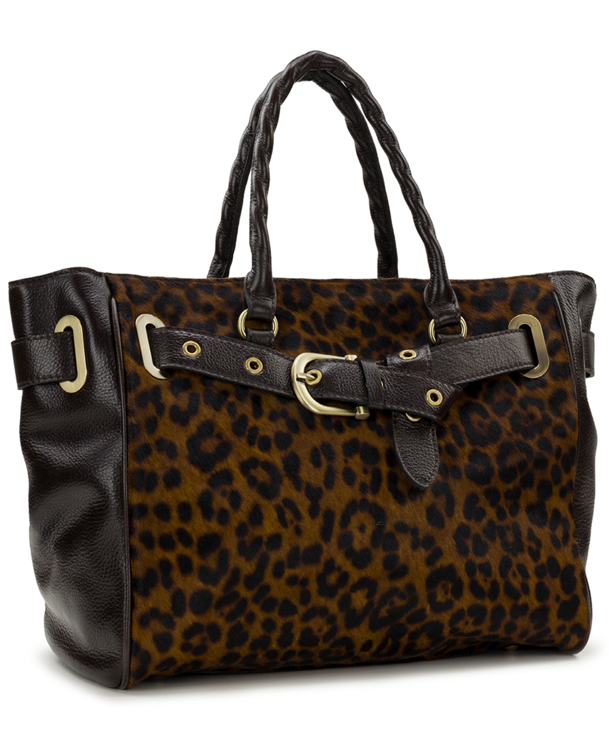 Patricia Nash Kari Leather Leopard Extra-Large Satchel Handbag