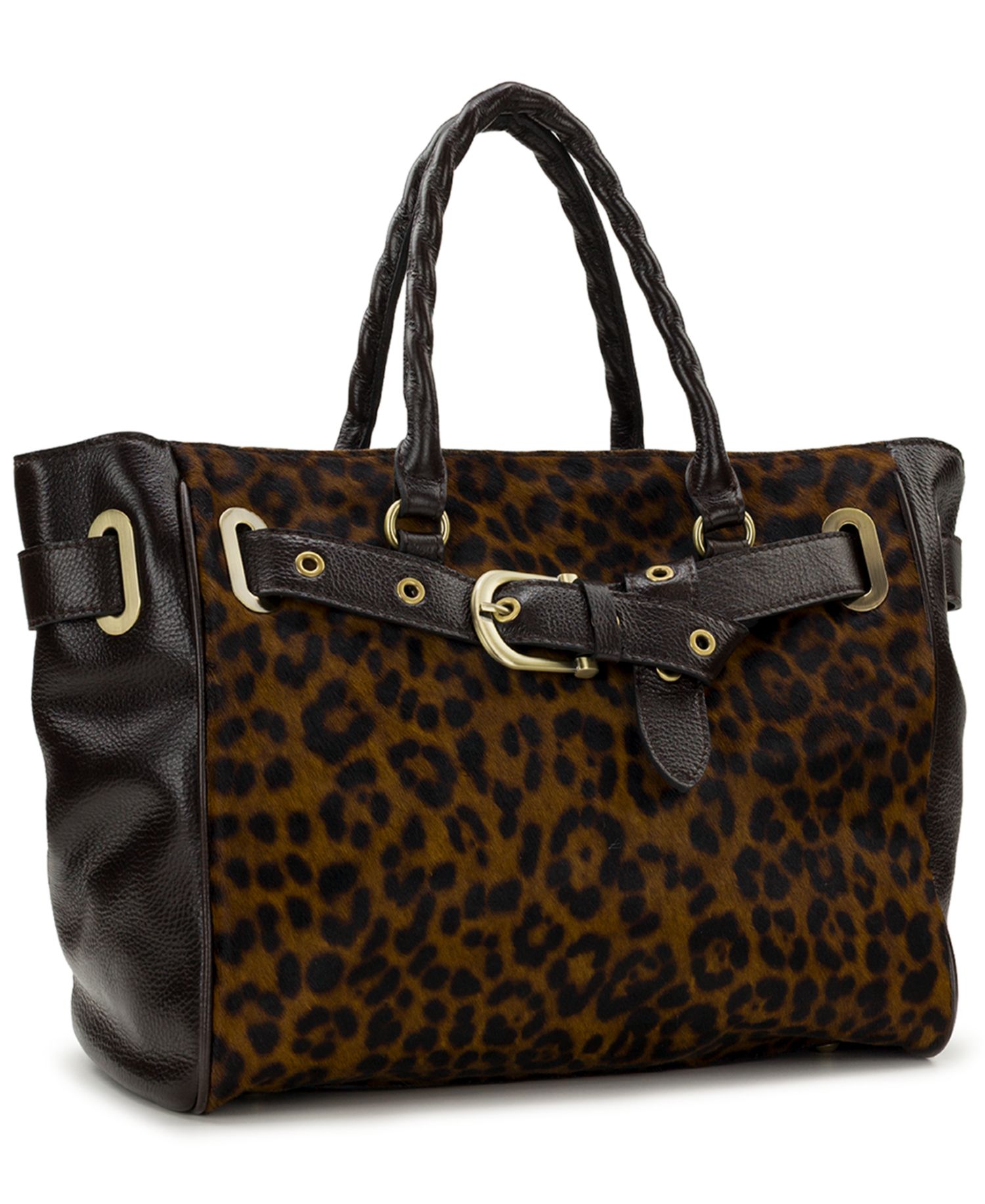 Kari Leather Leopard Extra-Large Satchel Handbag