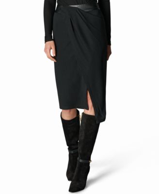 Women's Wrap High-Waisted Mixed-Media Midi Skirt