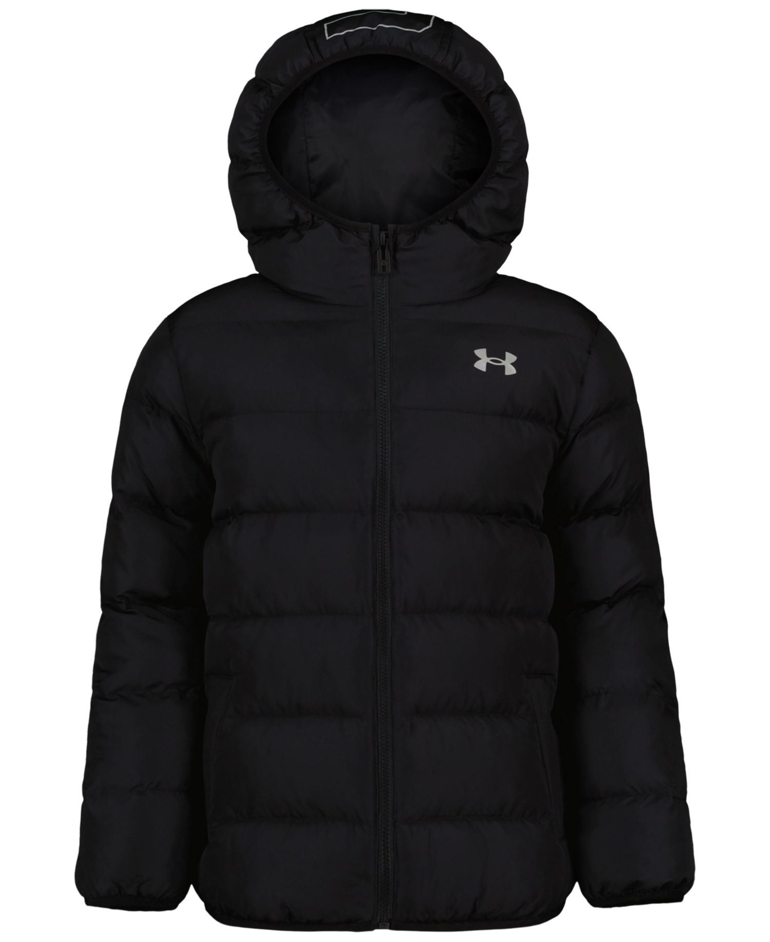 Boys' 8-20 Solid Logo Full-Zip Puffer Hooded Jacket