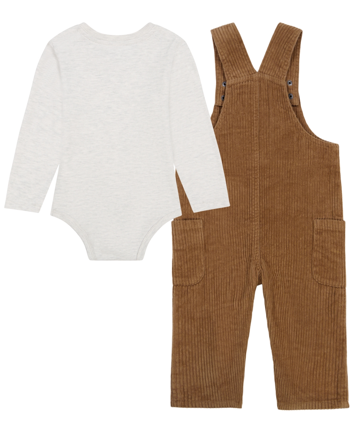 Calvin Klein Baby Boys' Long-Sleeve Bodysuit and Sleeveless Overall, 2-Piece Set