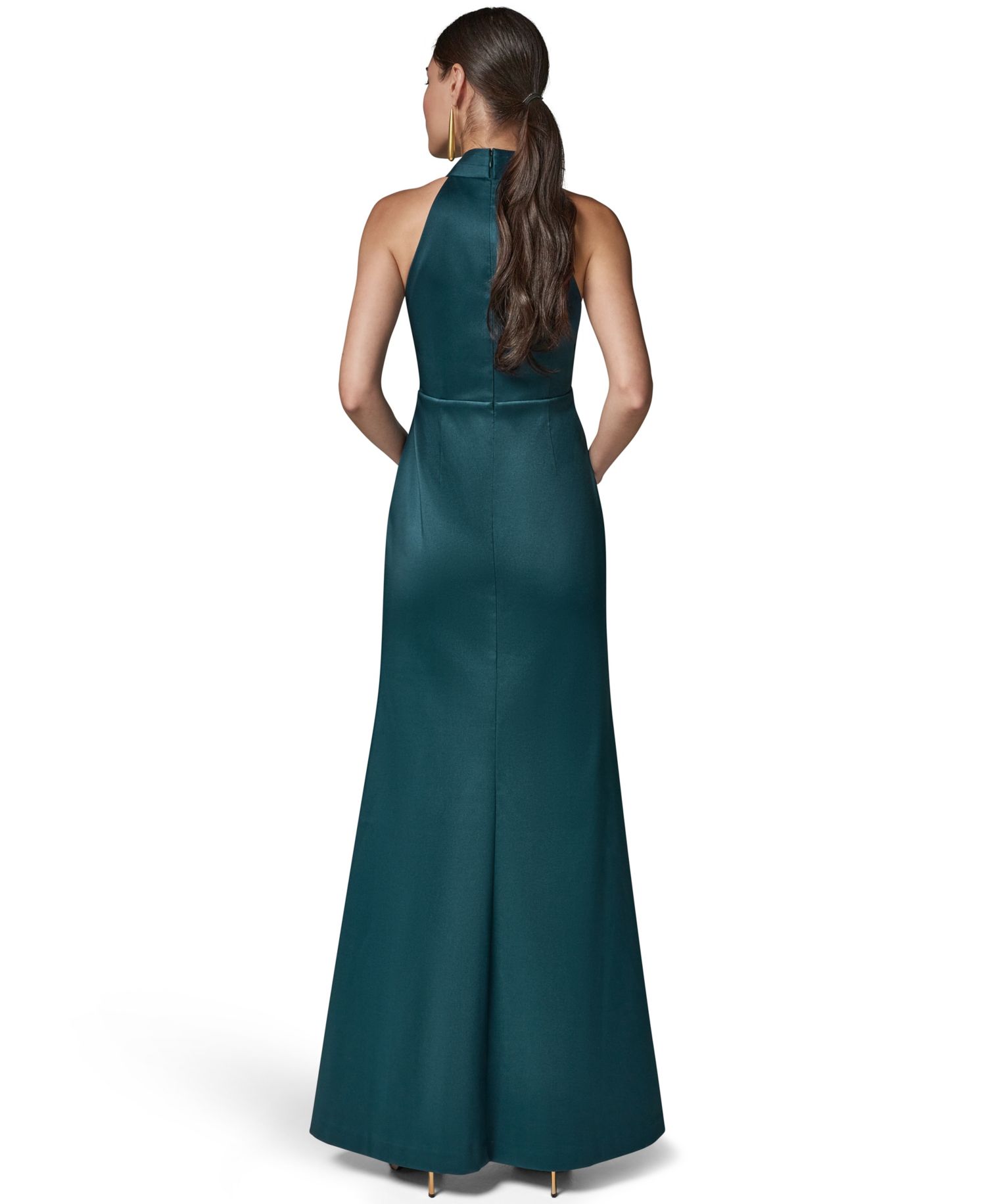 Women's Mikado Cross-Front Halter Gown