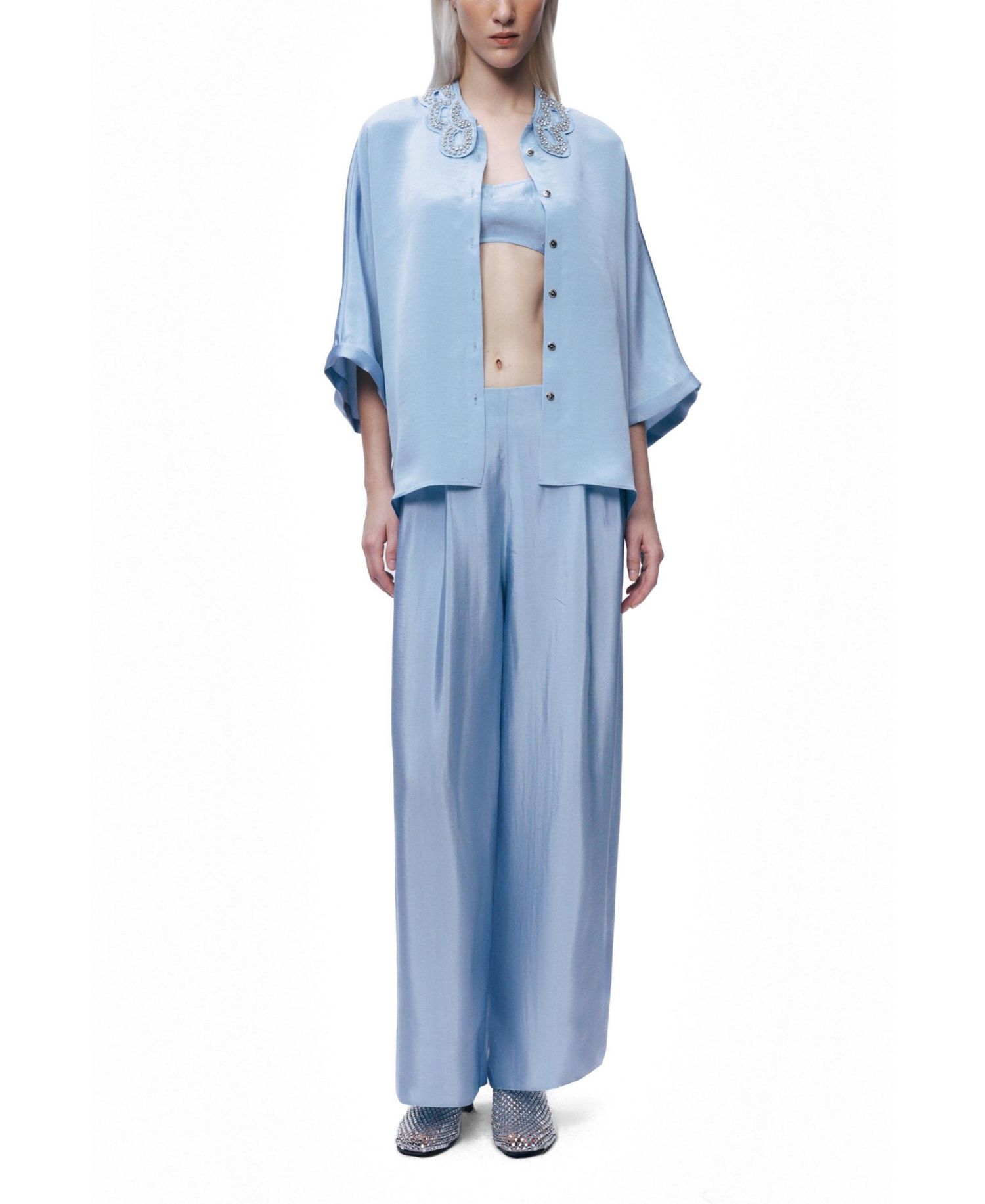 Women's Pleated Wide Leg High-Rise Trousers