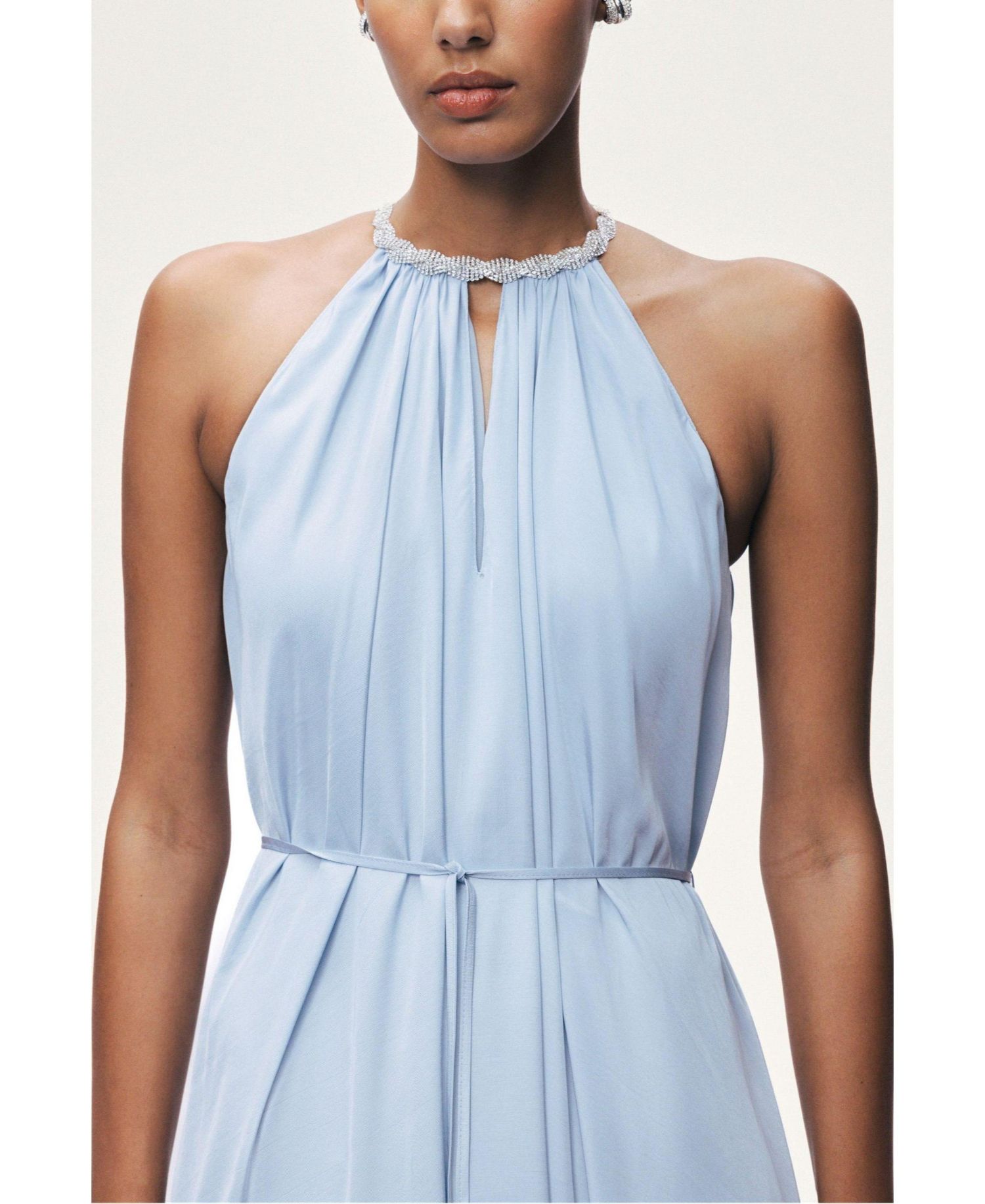 Women's Halter A-Line Embellished Dress