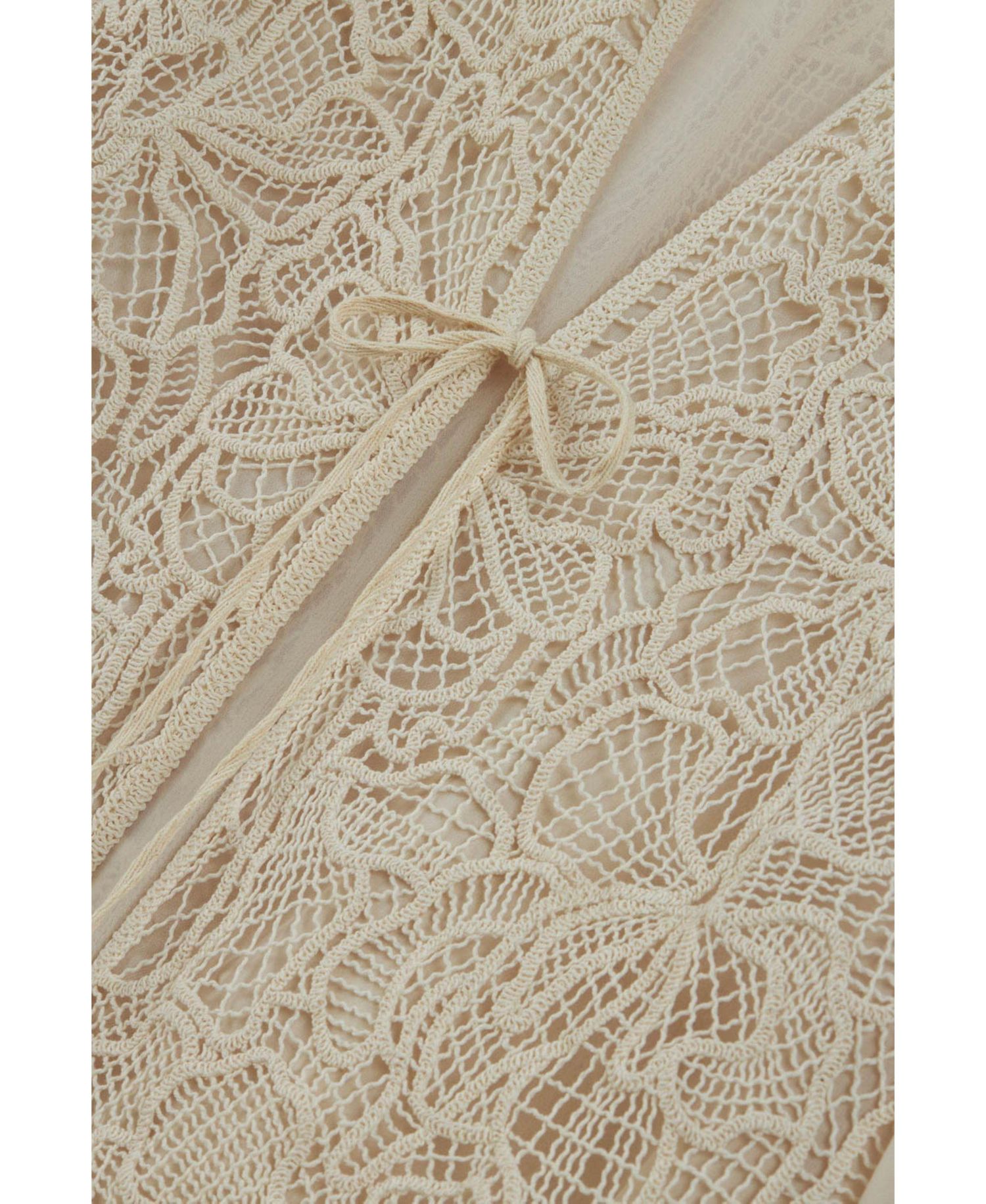 Women's Floral-Lace V-Neck Sheer Sleeve Jacket