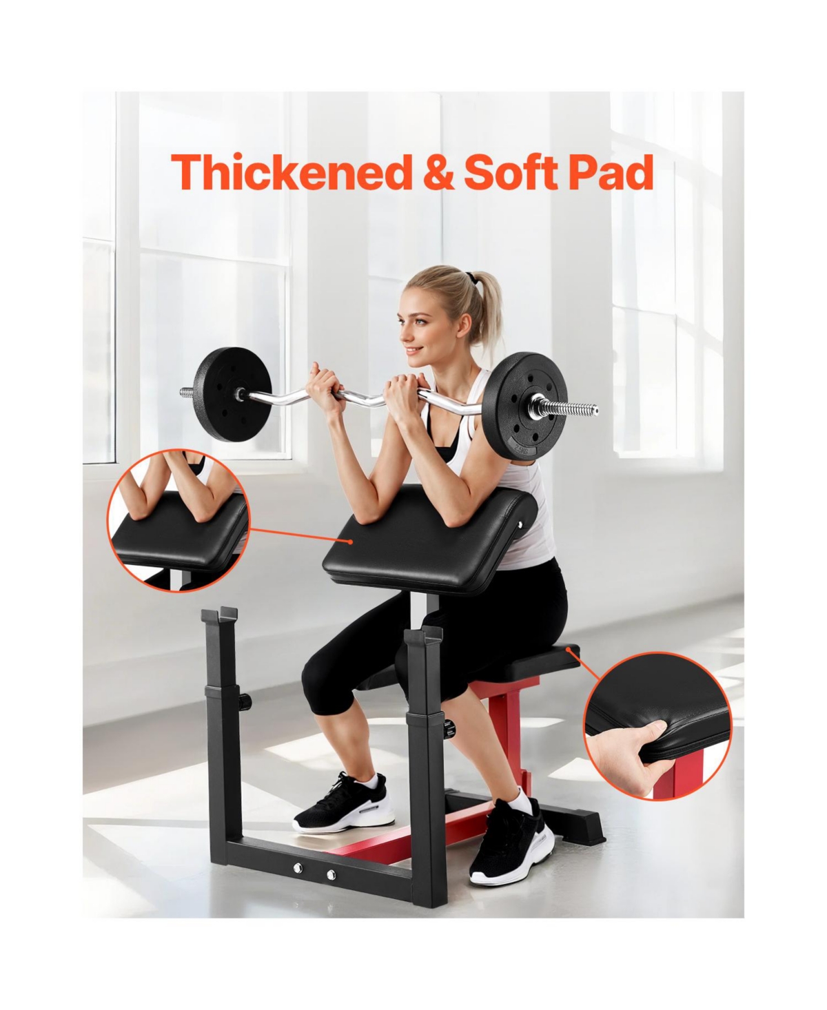 Vevor Preacher Curl Bench Adjustable Home Gym Biceps Machine Barbell Equipment