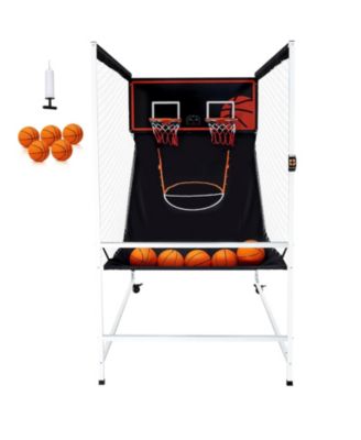 Indoor Double Basketball Arcade Game Iron Cage 2 Player 5 Balls