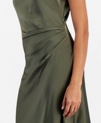 macys green satin dress Women's Maxi Dresses women ethnic wear