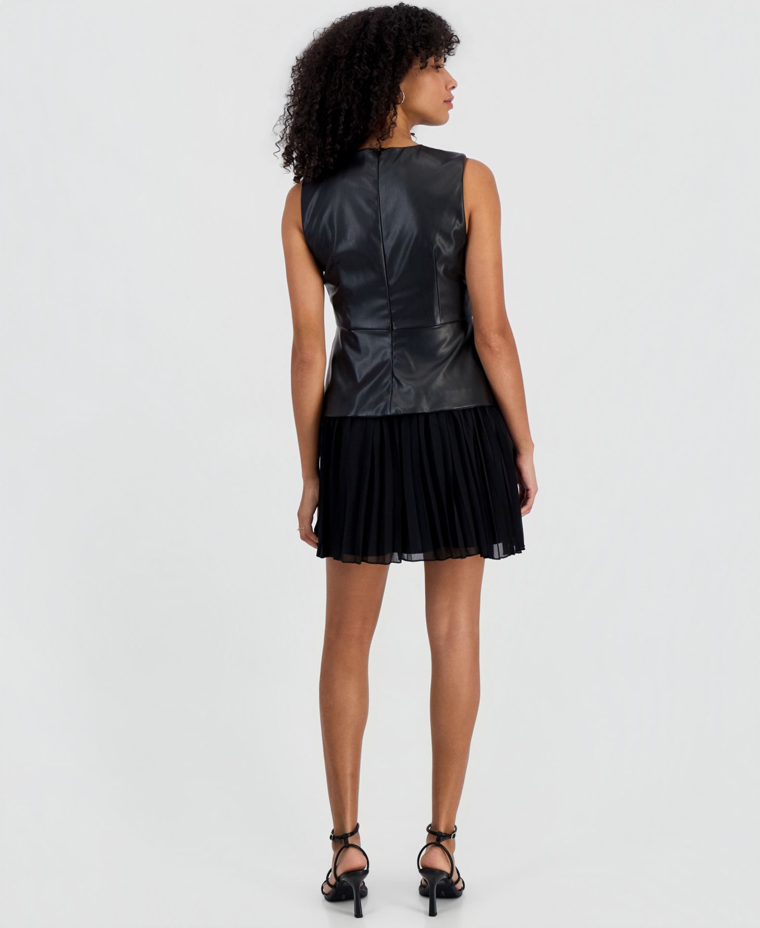 Women's Mini Pleated Crewneck Dress