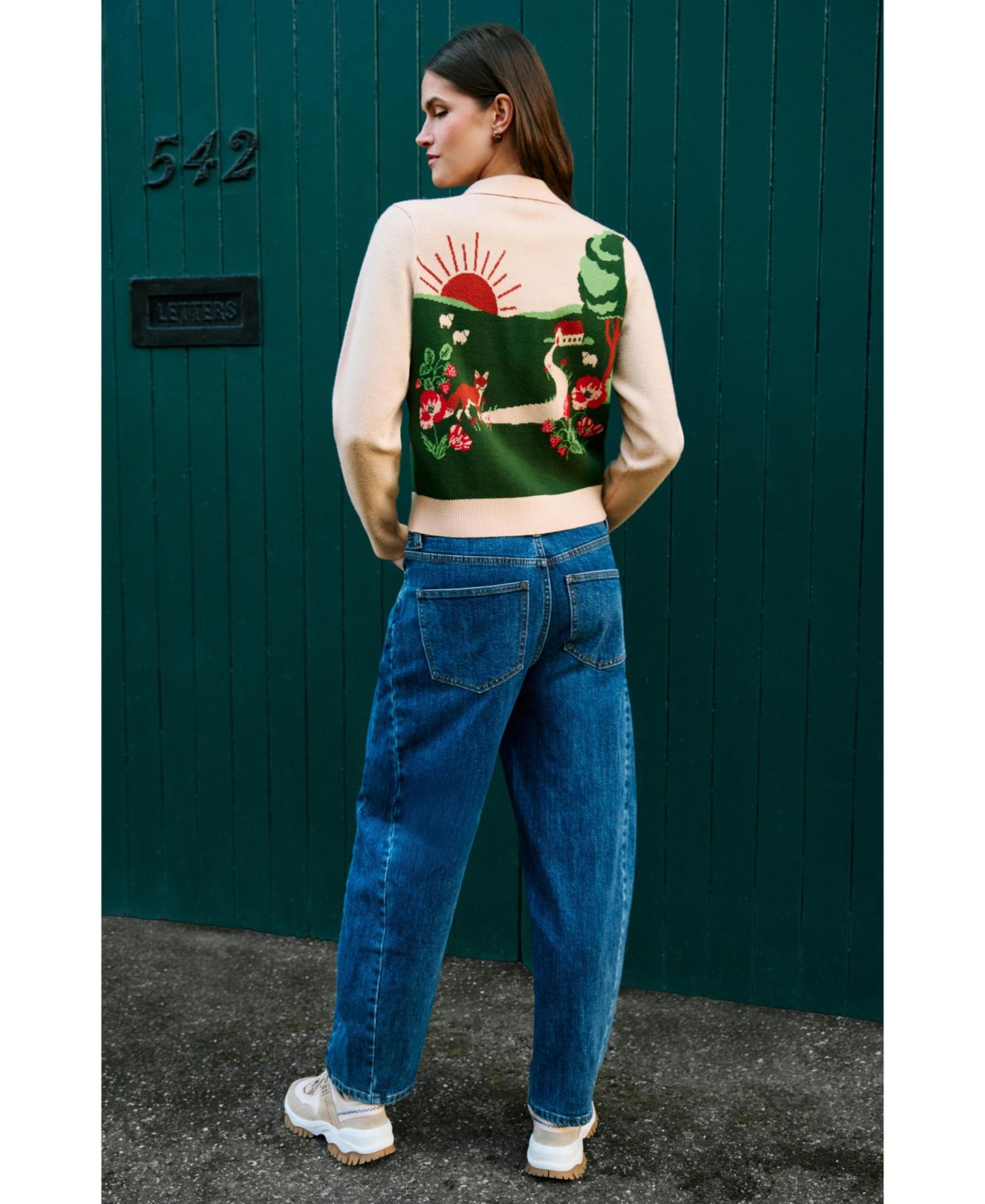 Women's Sunrise Fox Collared Long-Sleeve Cardigan