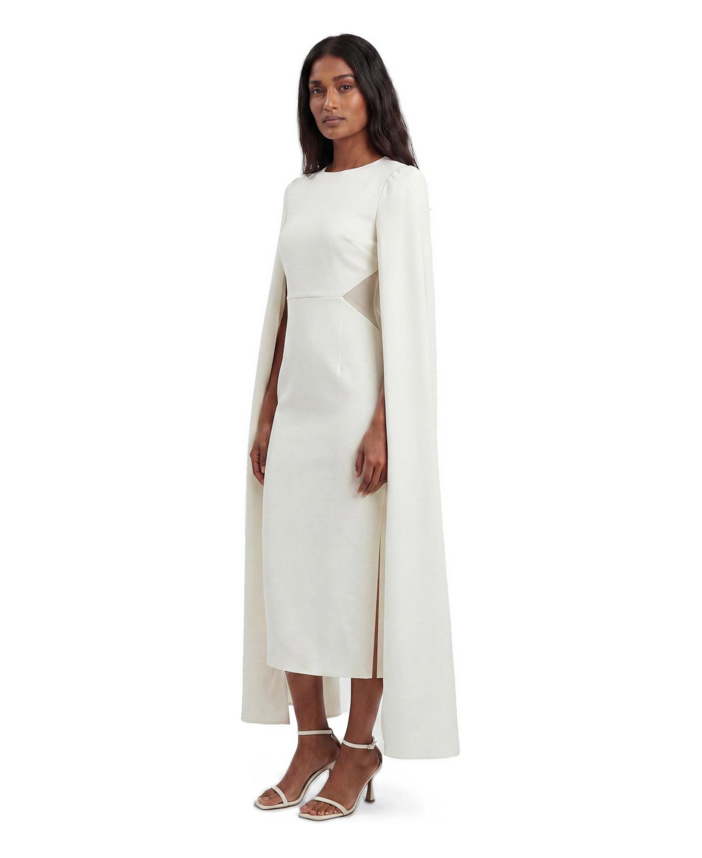 Женское платье Karen Millen Cape Mesh Midi, цвет: Слоновая кость — фото 2
