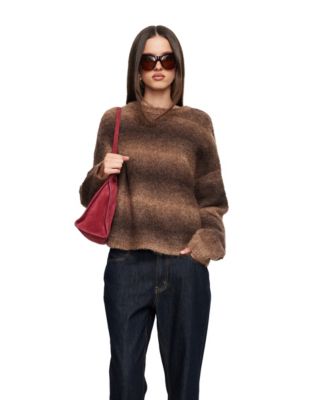 Women's Loyalty Knit Striped Fuzzy-Knit Sweater