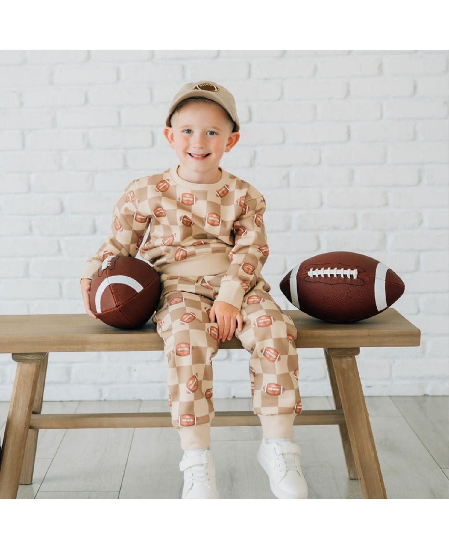 Little Boys(5-8) Football Checkered Jogger