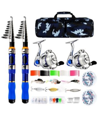 6.89ft Telescopic Fishing Rod Collapsible Pole Kit Portable Travel Saltwater Freshwater
