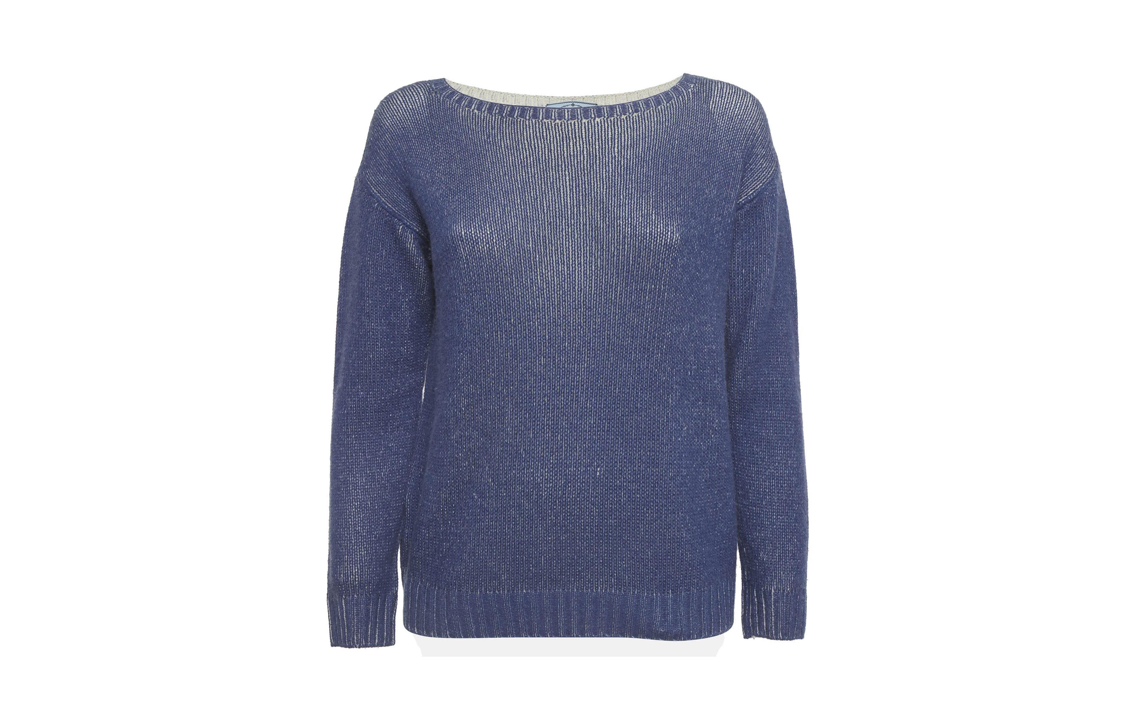 Prada Women's Rib-Knit Boat-Neck Relaxed-Fit Sweater