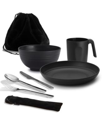 Camping Mess Kit Stainless Steel Cutlery Set Cup Bowl Plate For Travel Picnic Outdoor