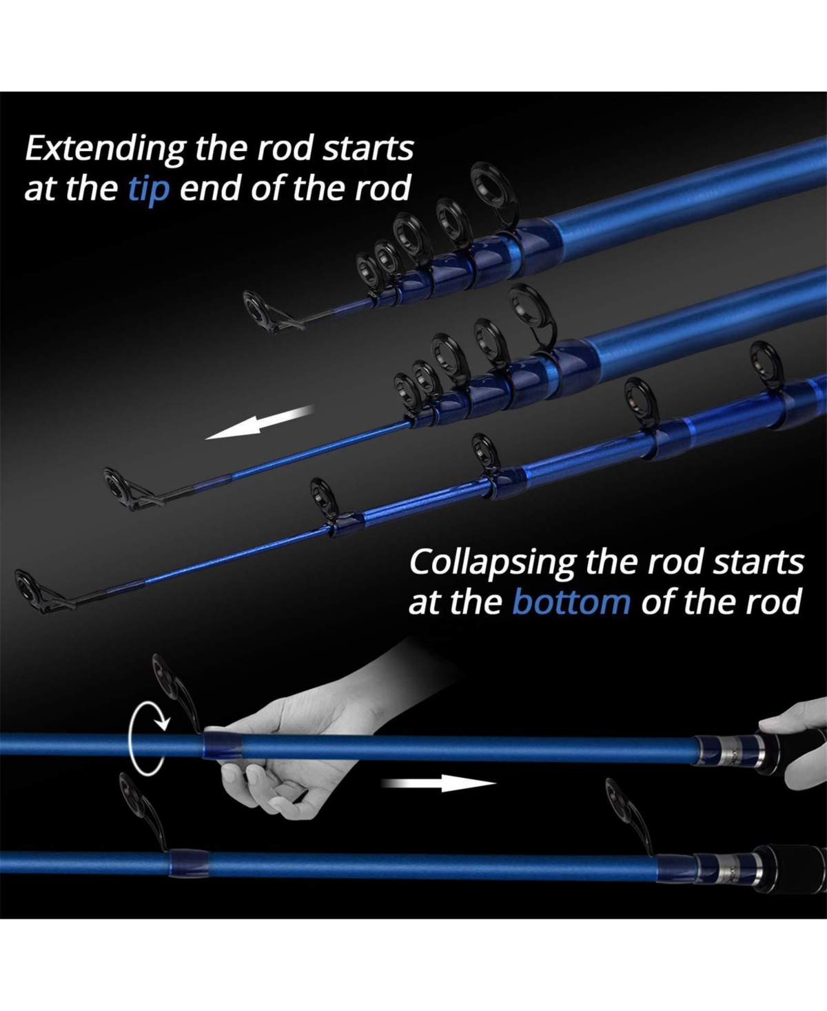 Aofar 6'0" Telescopic Fishing Rod Reel Combo Graphite