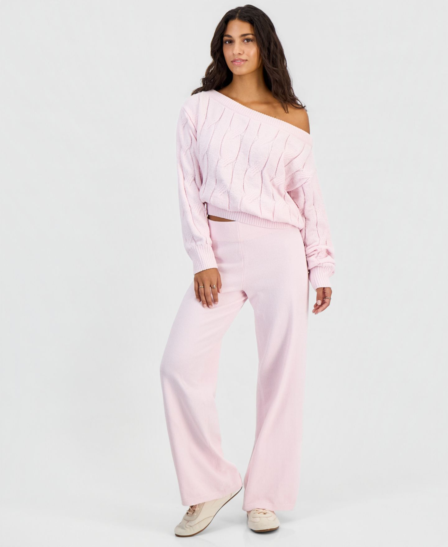 Женские брюки Hippie Rose Chenille Pull-On Wide-Leg, цвет: Ballet Slipper — фото 1