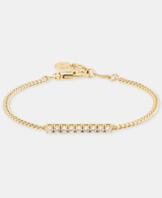 Gold-Tone Crystal Tennis Adjustable Bracelet