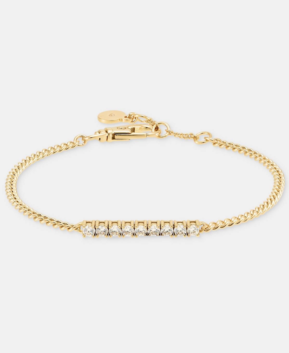 Dkny Gold-Tone Crystal Tennis Adjustable Bracelet