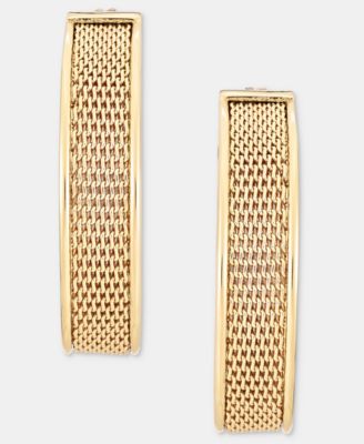 Women's Gold-Tone 35MM Mesh Chain Hoop Earrings