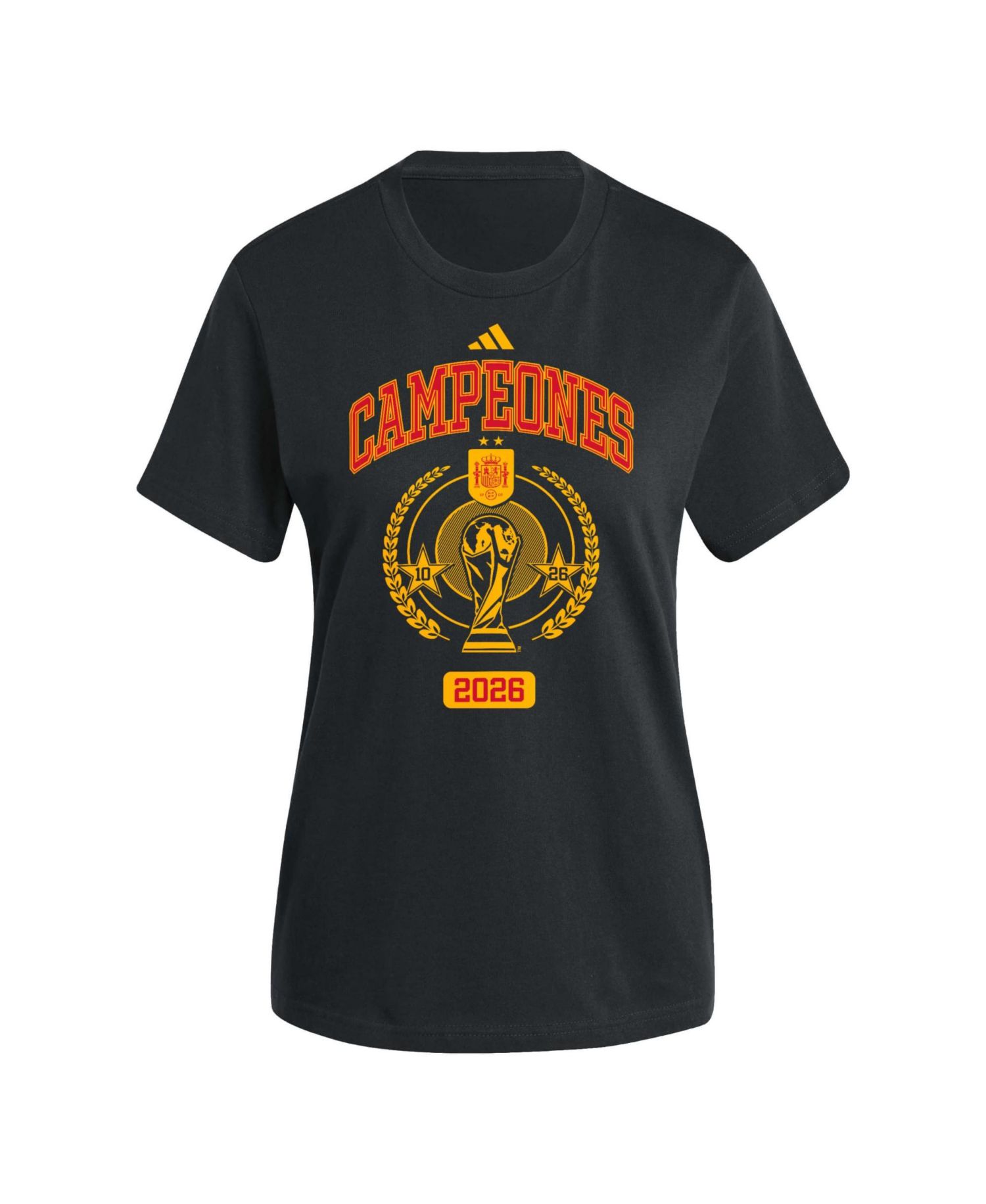 Women's Black Spain National Team 2026 FIFA World Cup Champions Trophy T-Shirt