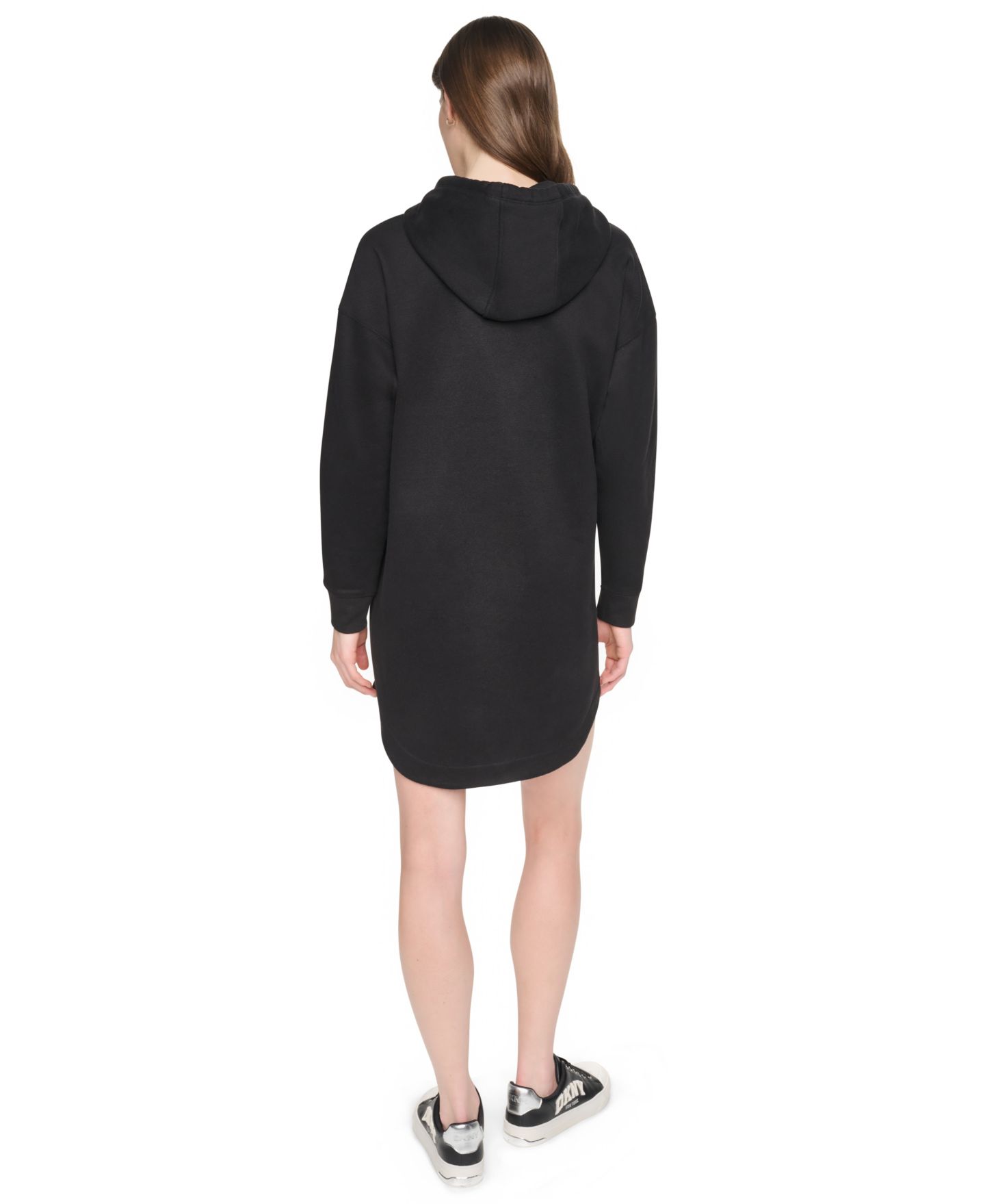 Женское платье DKNY Sport Hooded Textured Tape Logo Shirttail Hem, цвет: Чёрный — фото 5