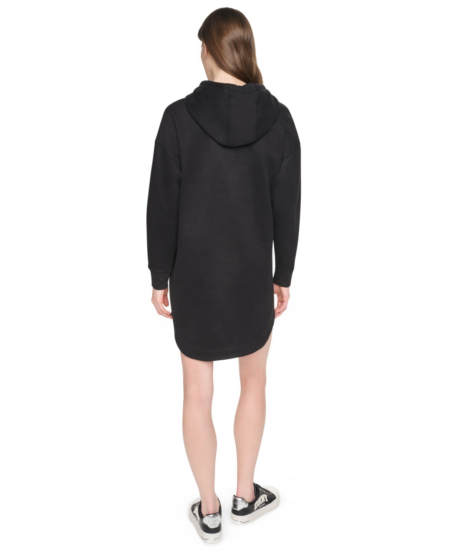 Women's Hooded Textured Tape Logo Shirttail Hem Dress