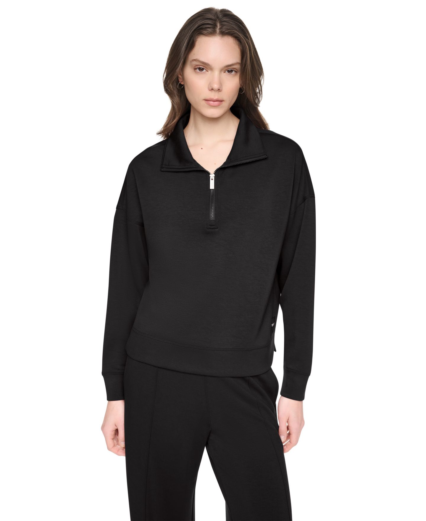 Женская толстовка DKNY Sport Mock-Neck Half-Zip Stretch-Scuba, цвет: Чёрный — фото 2