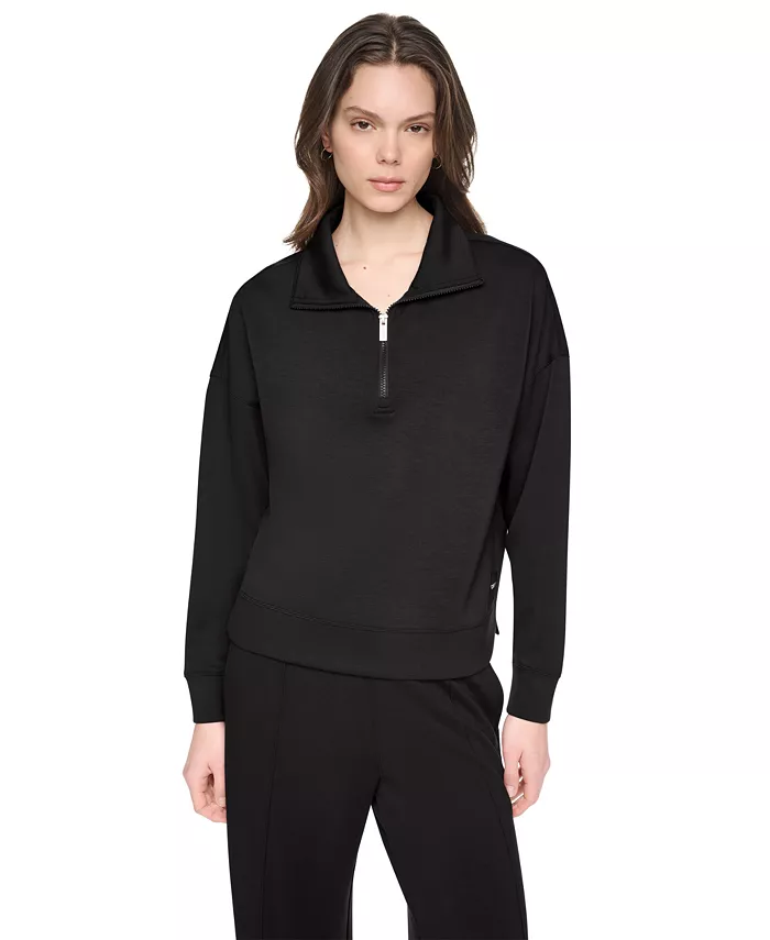 Women's Mock-Neck Half-Zip Stretch-Scuba Sweatshirt - thumbnail 2
