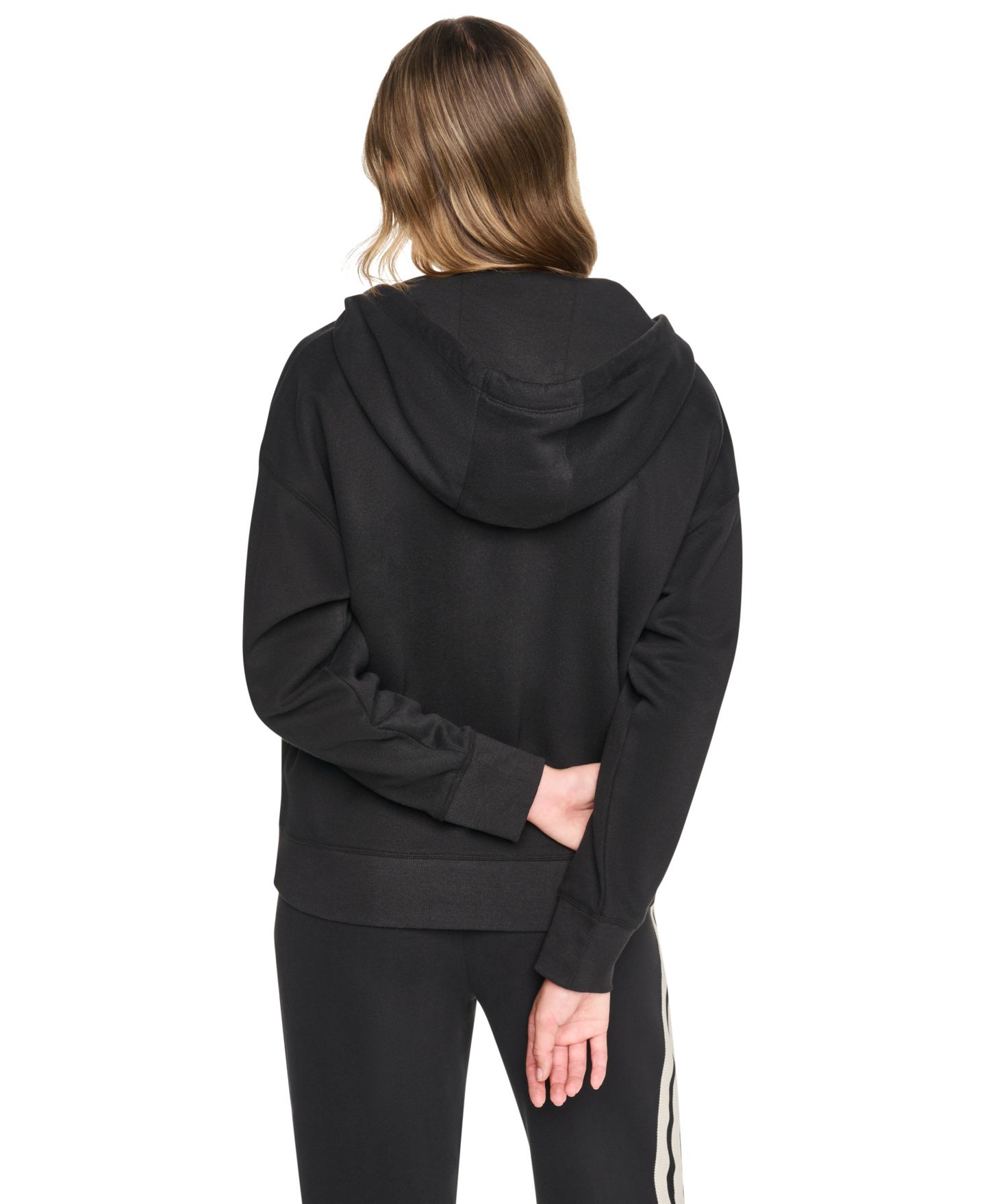 Женское худи DKNY Sport Textured Tape Full-Zip, цвет: Чёрный — фото 4