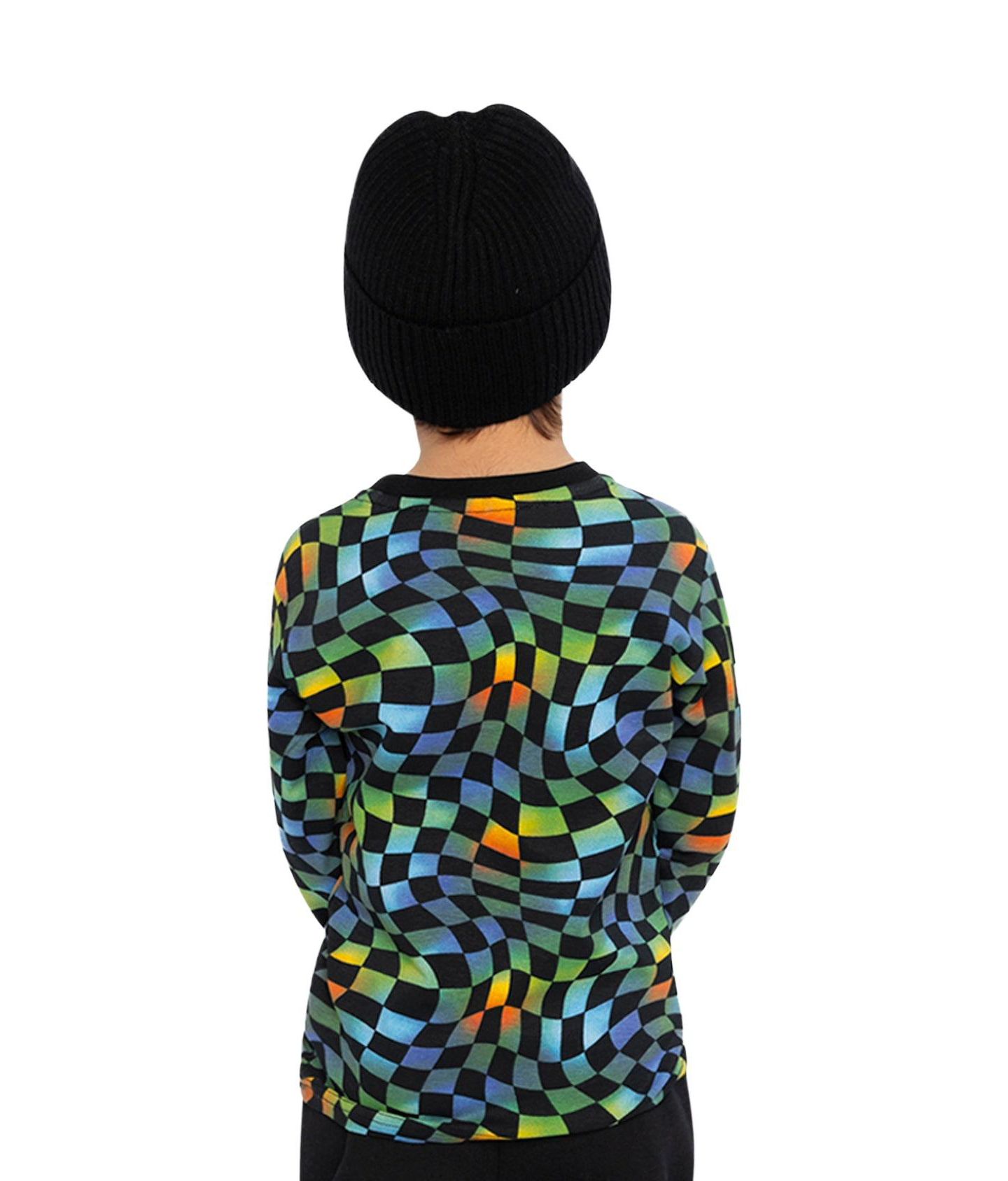Футболка Deux par Deux Cotton Long Sleeve T-Shirt Checkered Print для мальчиков, цвет: Синий с принтом — фото 5