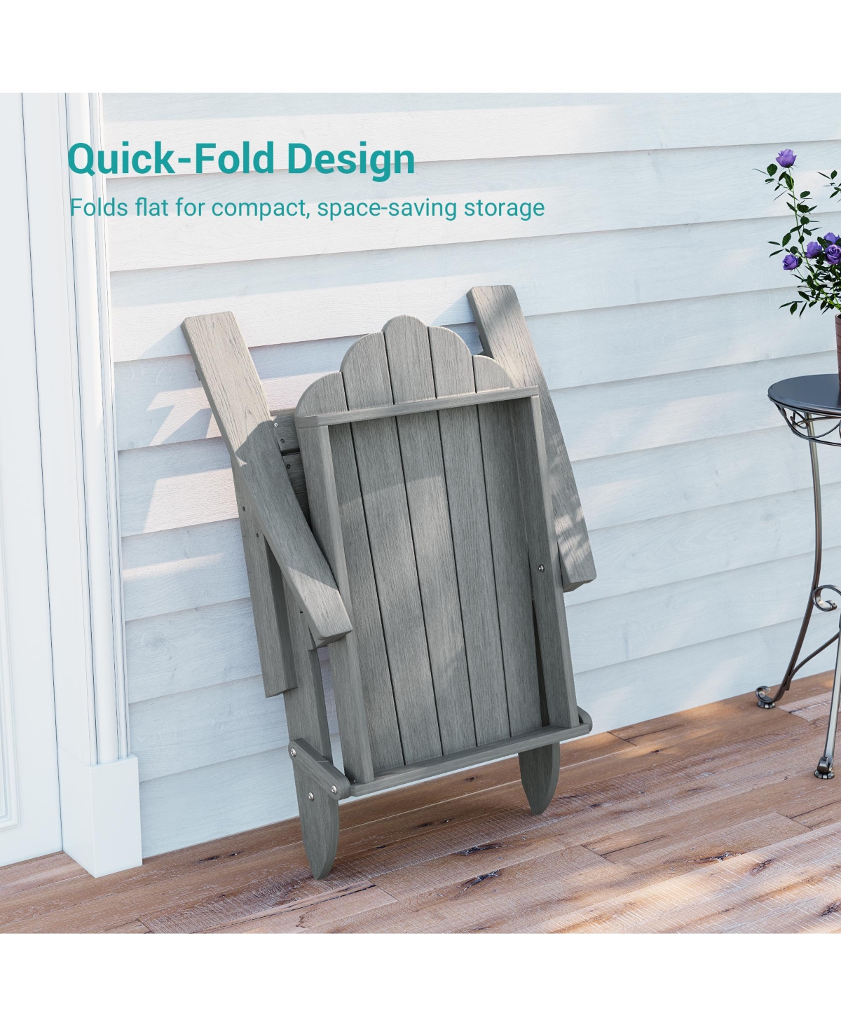 Sonkuki Folding Adirondack Chair with Retractable Cup Holder, Hdpe Fire Pit Patio Seating, Heavy Duty Outdoor Lawn Furniture