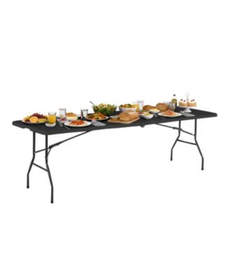 8 Feet Folding Table Portable Plastic Steel Frame Lock Handle Events Camping Indoor Outdoor