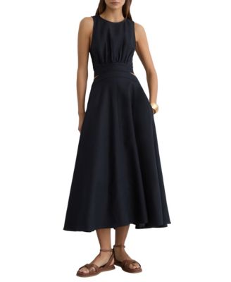 Women's Hazel Cutout Linen-Cotton Blend Midi Dress