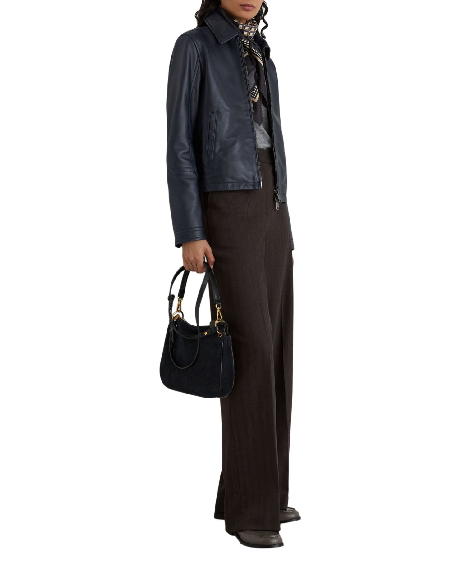 Petite Sorina Leather Moto Zip-Through Jacket