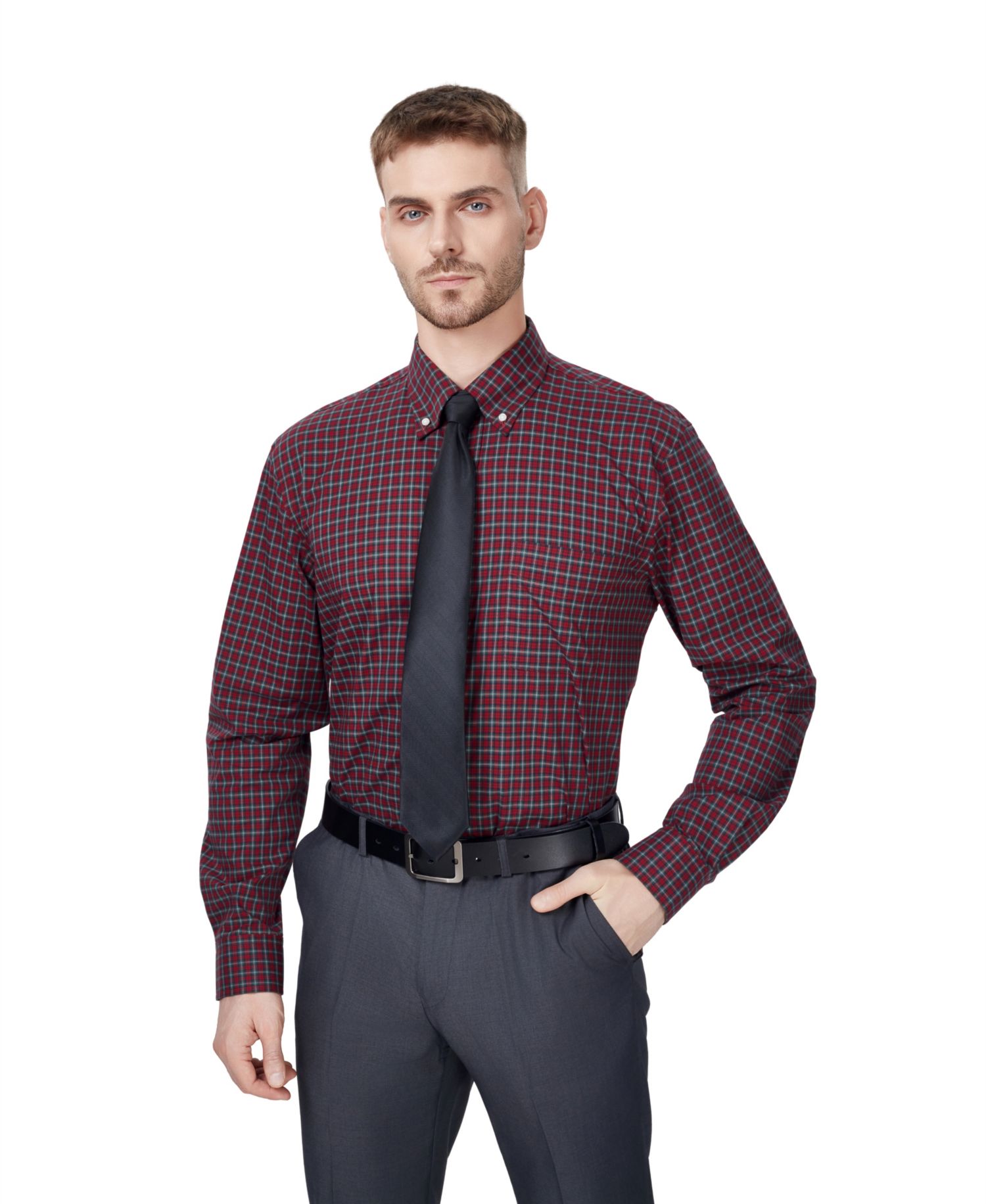 Men's Regular-Fit Plaid Dress Shirt