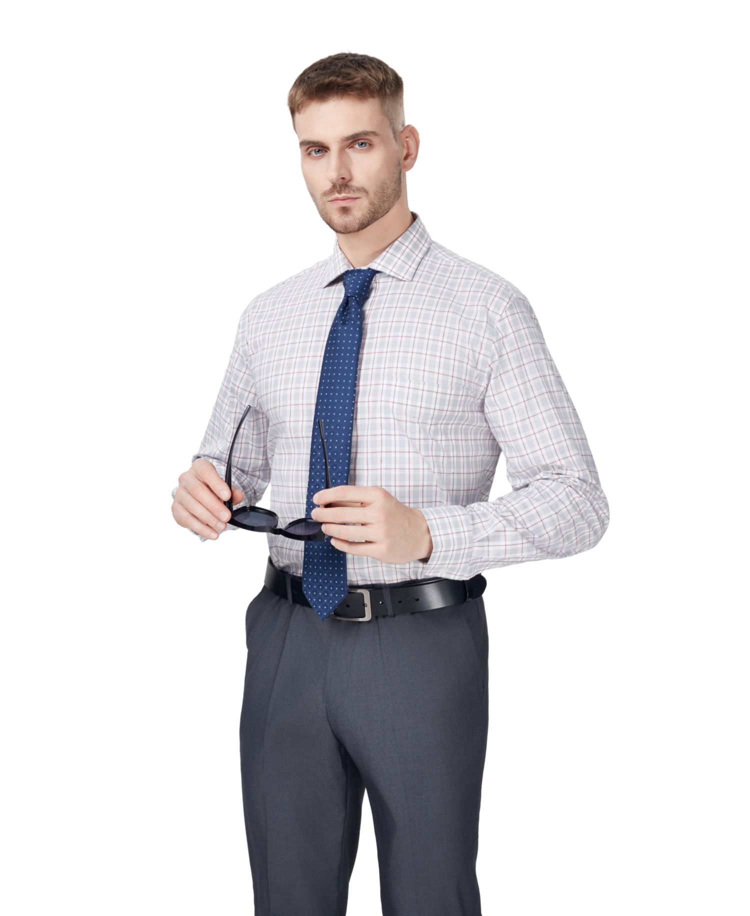 Men's Regular-Fit Bespoke Plaid Dress Shirt