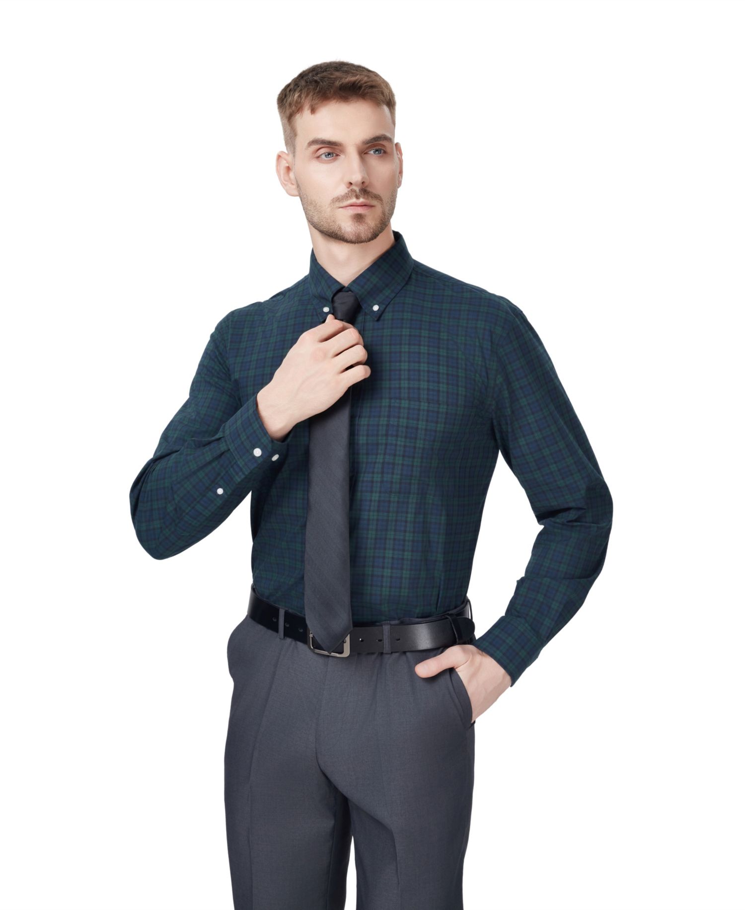 Men's Regular-Fit Blackwatch Dress Shirt