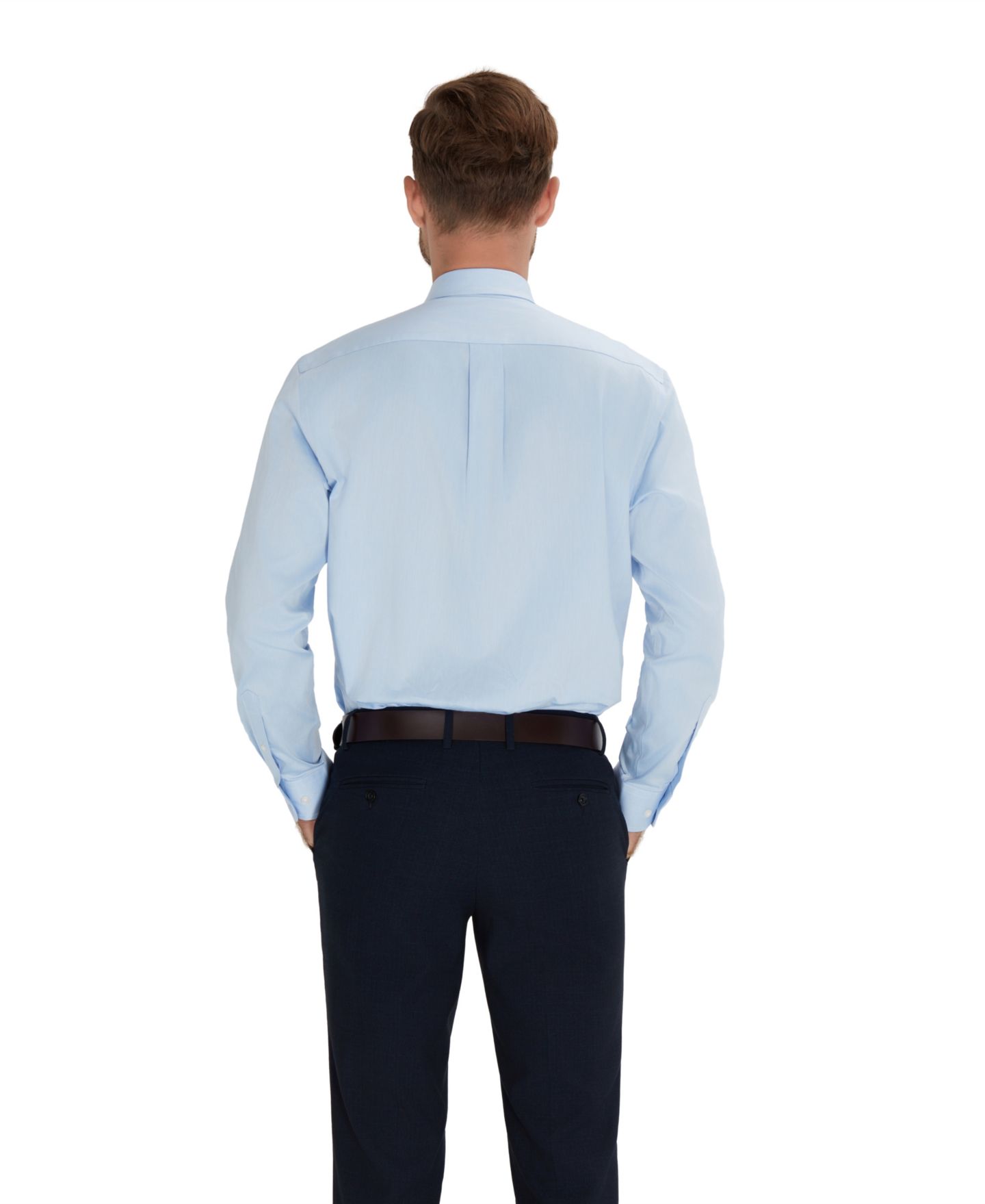 Мужская рубашка Club Room Regular-Fit Solid Dress Shirt, цвет: Джинсовый синий — фото 6