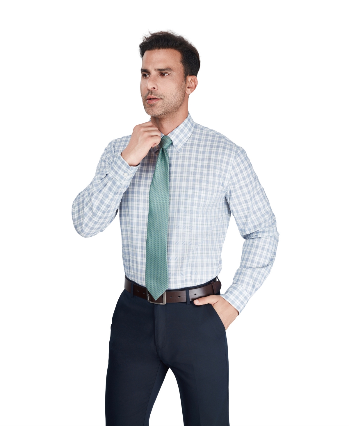 Club Room Men's Regular-Fit Plaid Pattern Dress Shirt