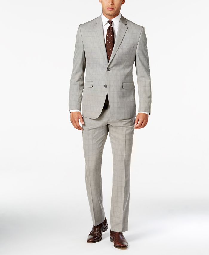 Perry Ellis Portfolio Black and White Glen Plaid Slim-Fit Suit - Macy's
