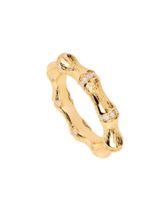 Gold-Plated Cubic Zirconia Textured Ring