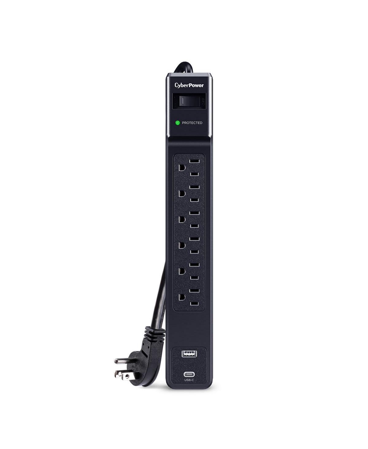 CyberPower CSP604UC 6-Outlet 1500-Joule Surge Protector with Usb Charging for Computers, Tablets & Smartphones - Black