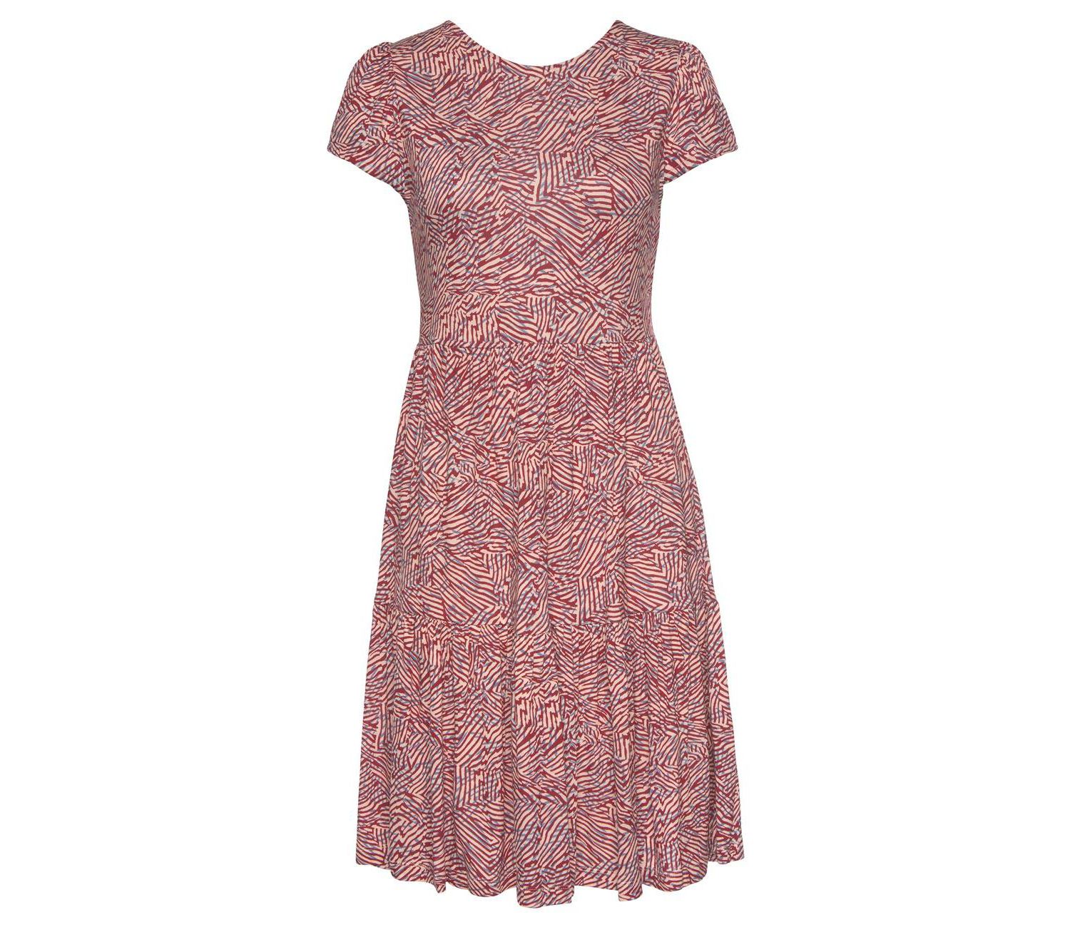 Women's Viscose Printed Back Cut Out A-Line V-Neck Short Dress