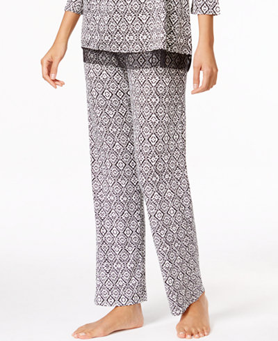 Ellen Tracy Diamond-Print Pajama Pants
