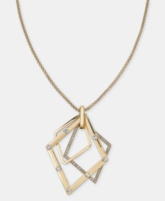 Crystal Pav&eacute; Geo Pendant Necklace, 36"