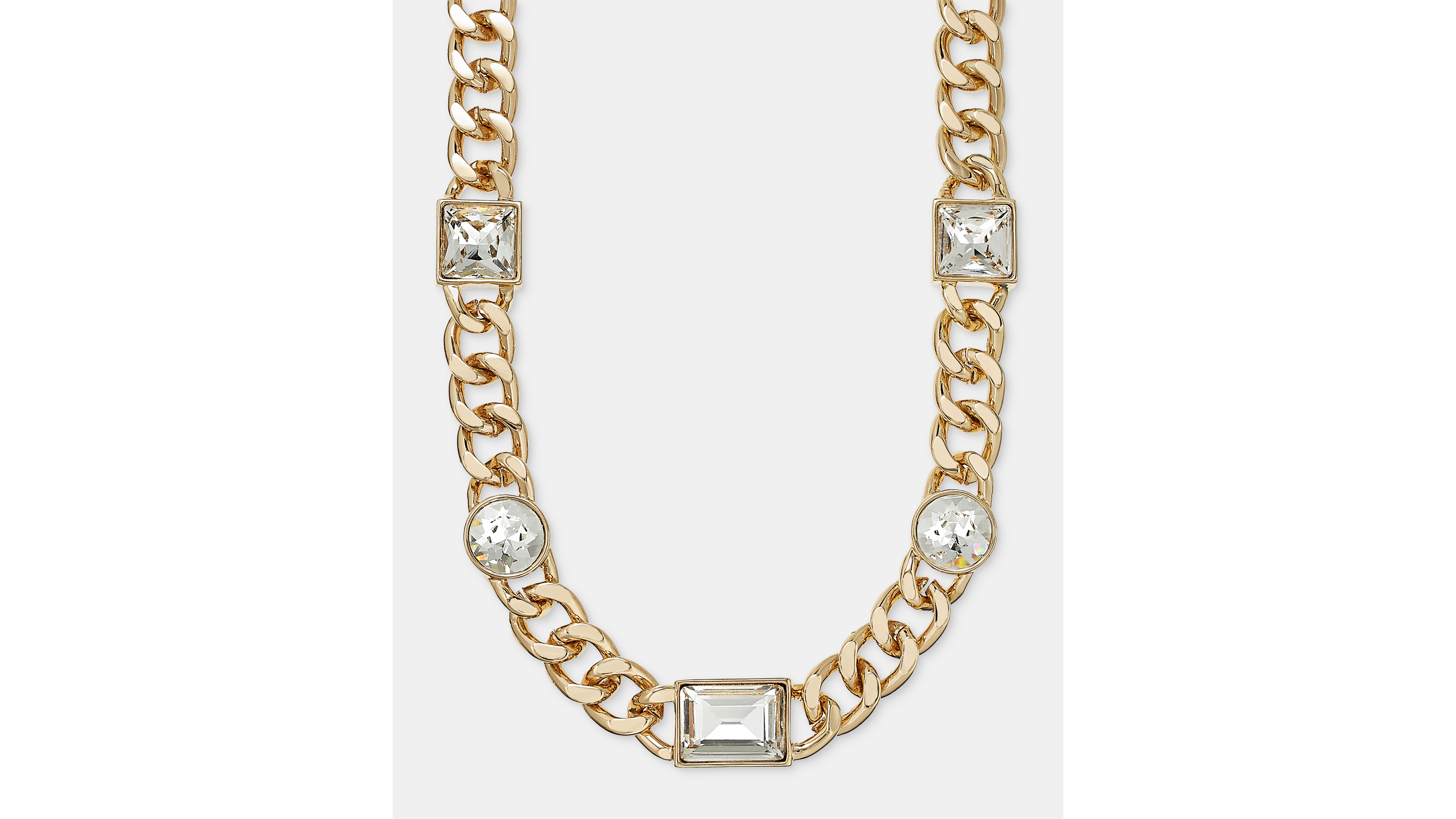 Karl Lagerfeld Paris Crystal Stone Chain Collar Necklace, 16" + 3" extender