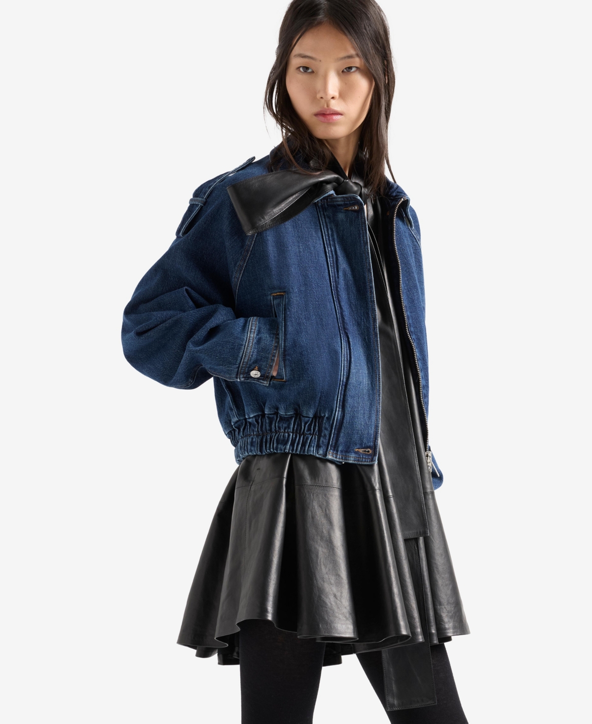 7 For All Mankind Women's Aviator Relaxed-Fit Collared Jacket