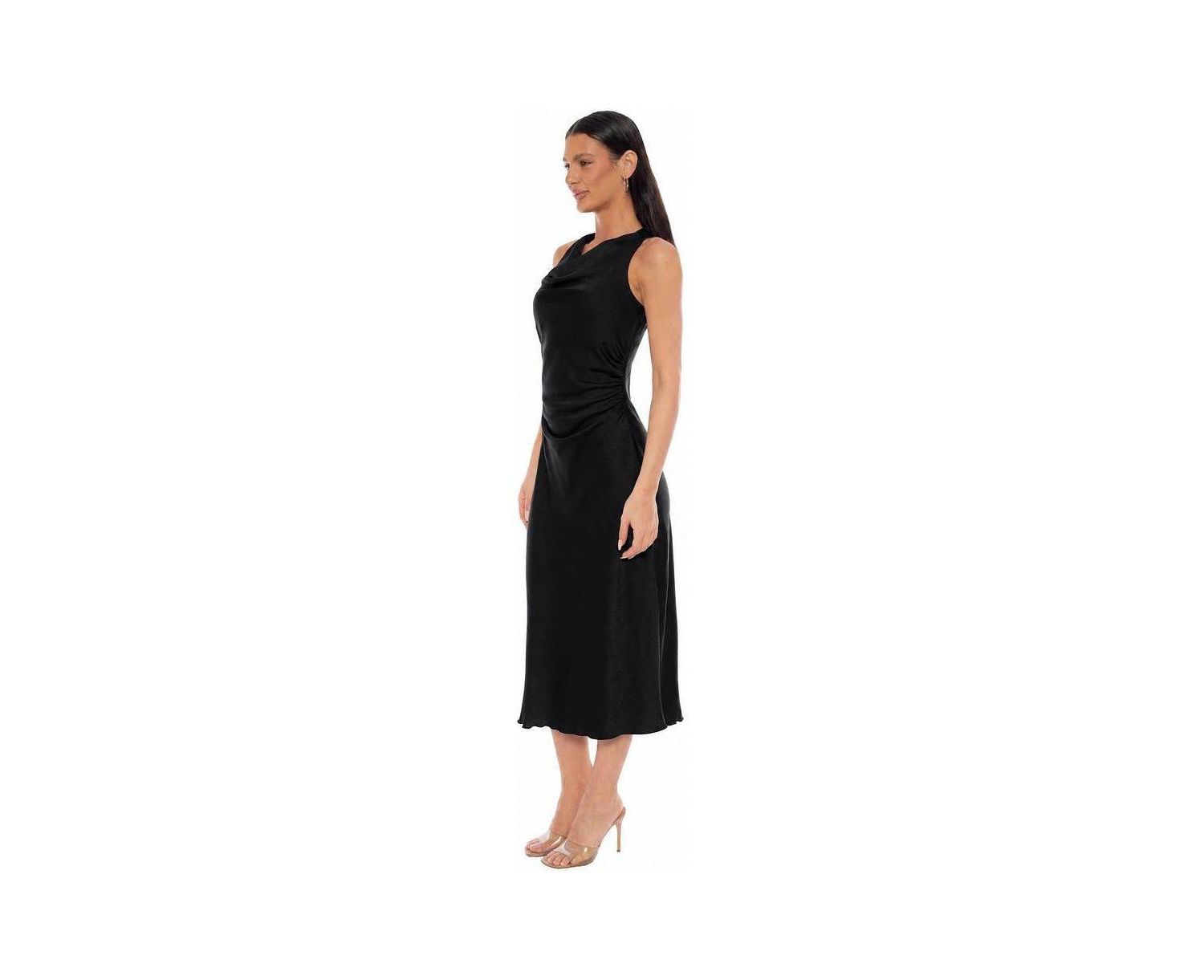 Women's Cowl Neck Sleeveless Crepe Satin Maxi Dress